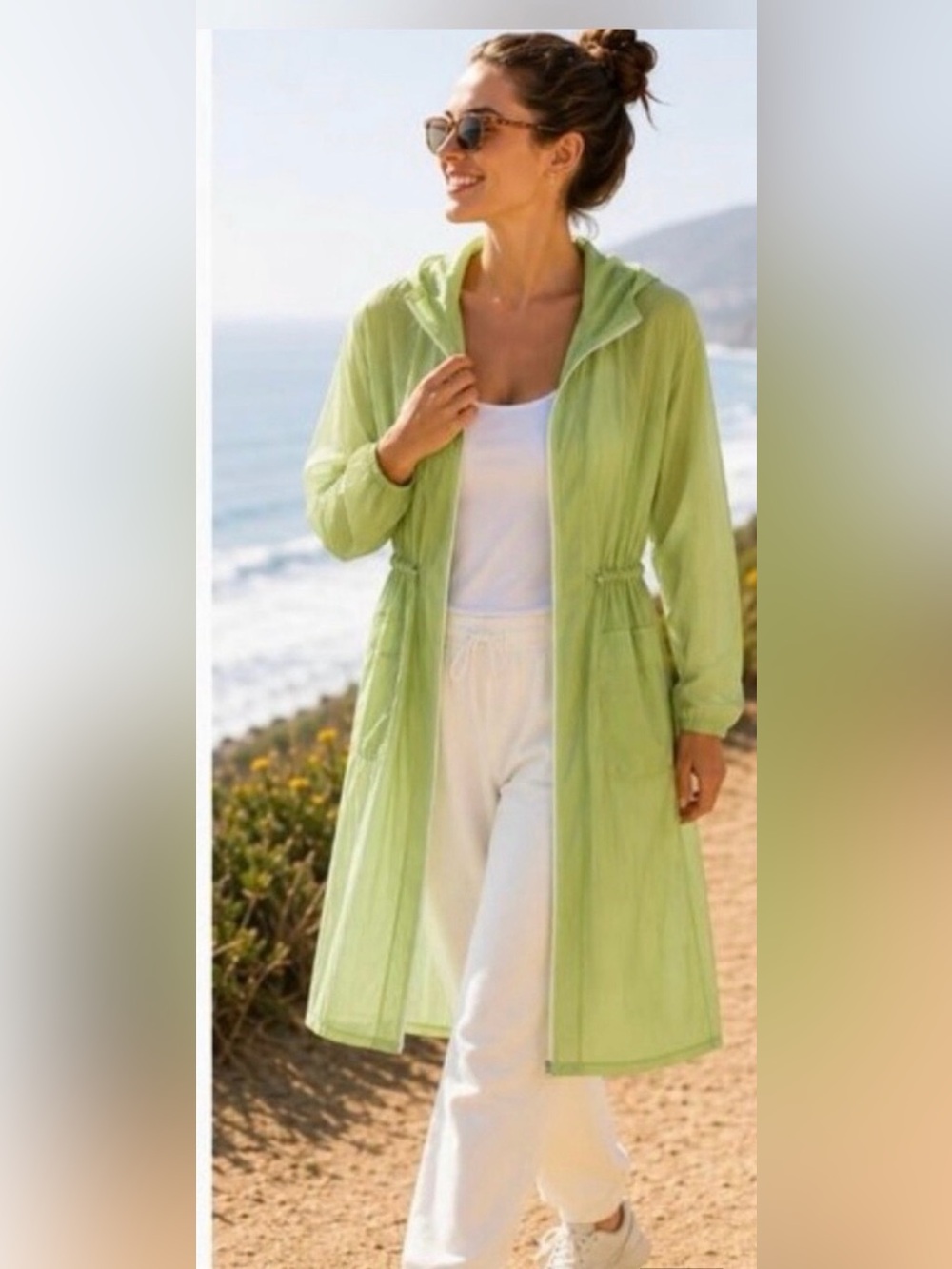 * New Athleta Green Skyline Anorak Hooded Windbreaker Jacket SZ Small $189 *